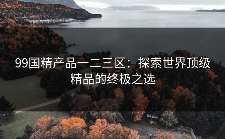 99国精产品一二三区：探索世界顶级精品的终极之选