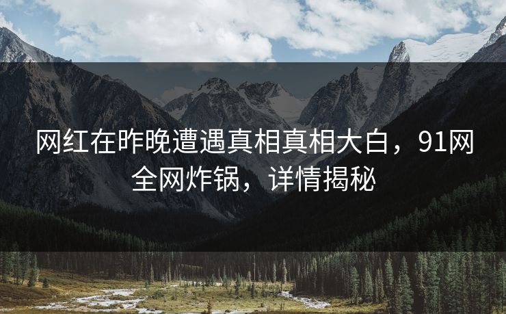 网红在昨晚遭遇真相真相大白，91网全网炸锅，详情揭秘