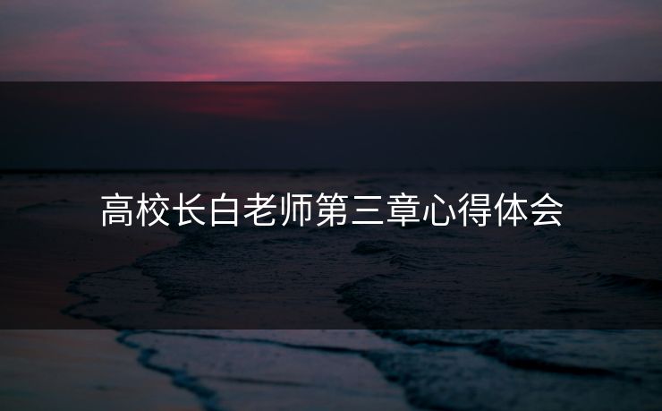 高校长白老师第三章心得体会