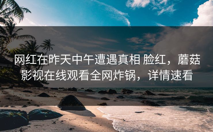 网红在昨天中午遭遇真相 脸红，蘑菇影视在线观看全网炸锅，详情速看
