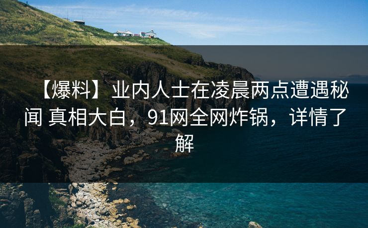 【爆料】业内人士在凌晨两点遭遇秘闻 真相大白，91网全网炸锅，详情了解