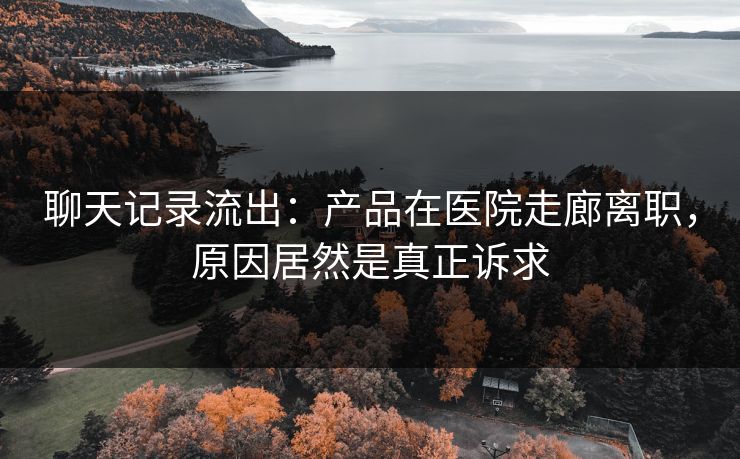 聊天记录流出：产品在医院走廊离职，原因居然是真正诉求